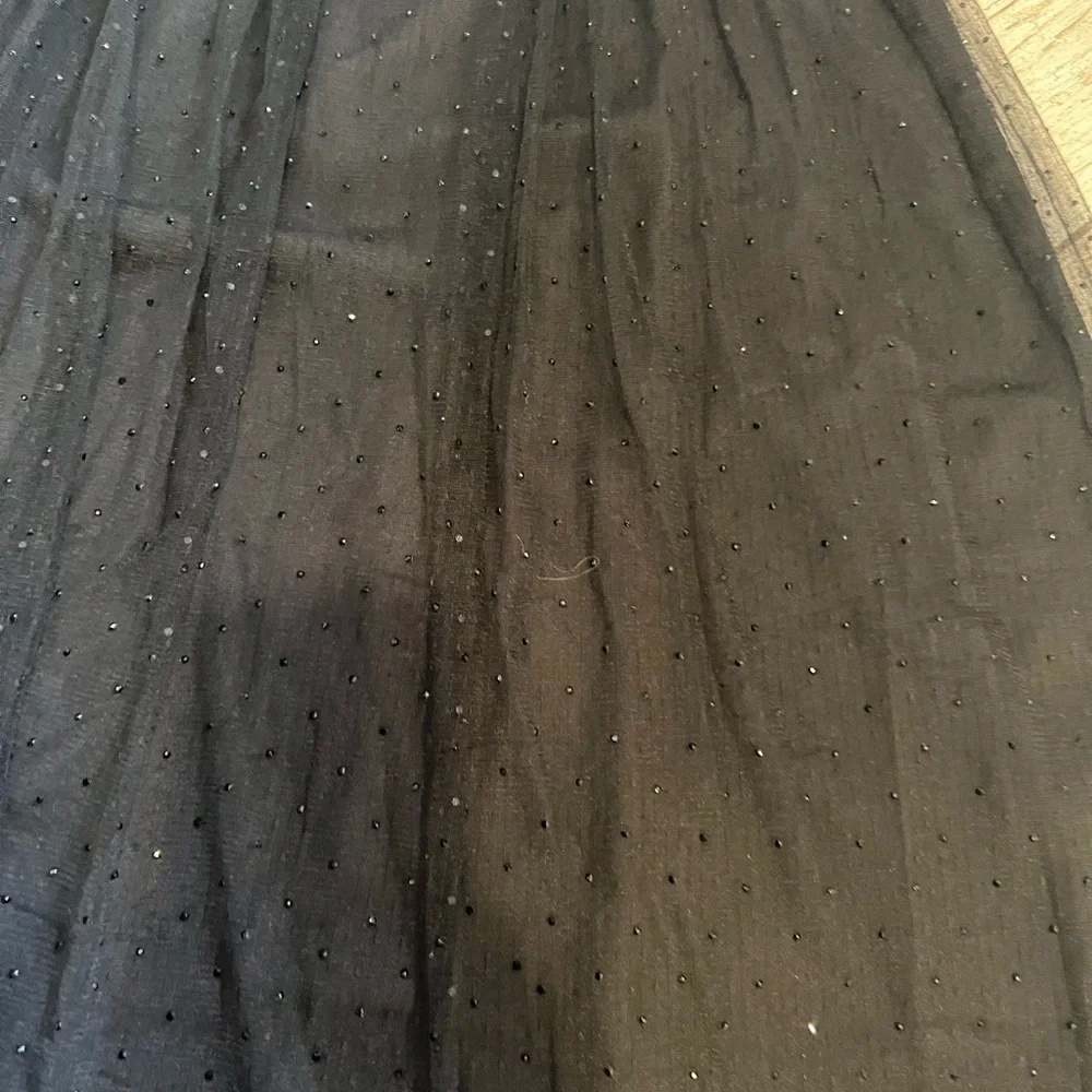 Elegant Black Tulle Midi Skirt - Women's with embellished shine Polk a dots - Picture 4 of 6